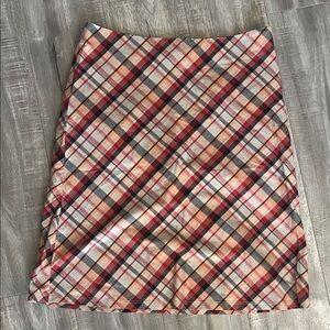 Forever 21 Red and Orange Plaid A-Line Skirt